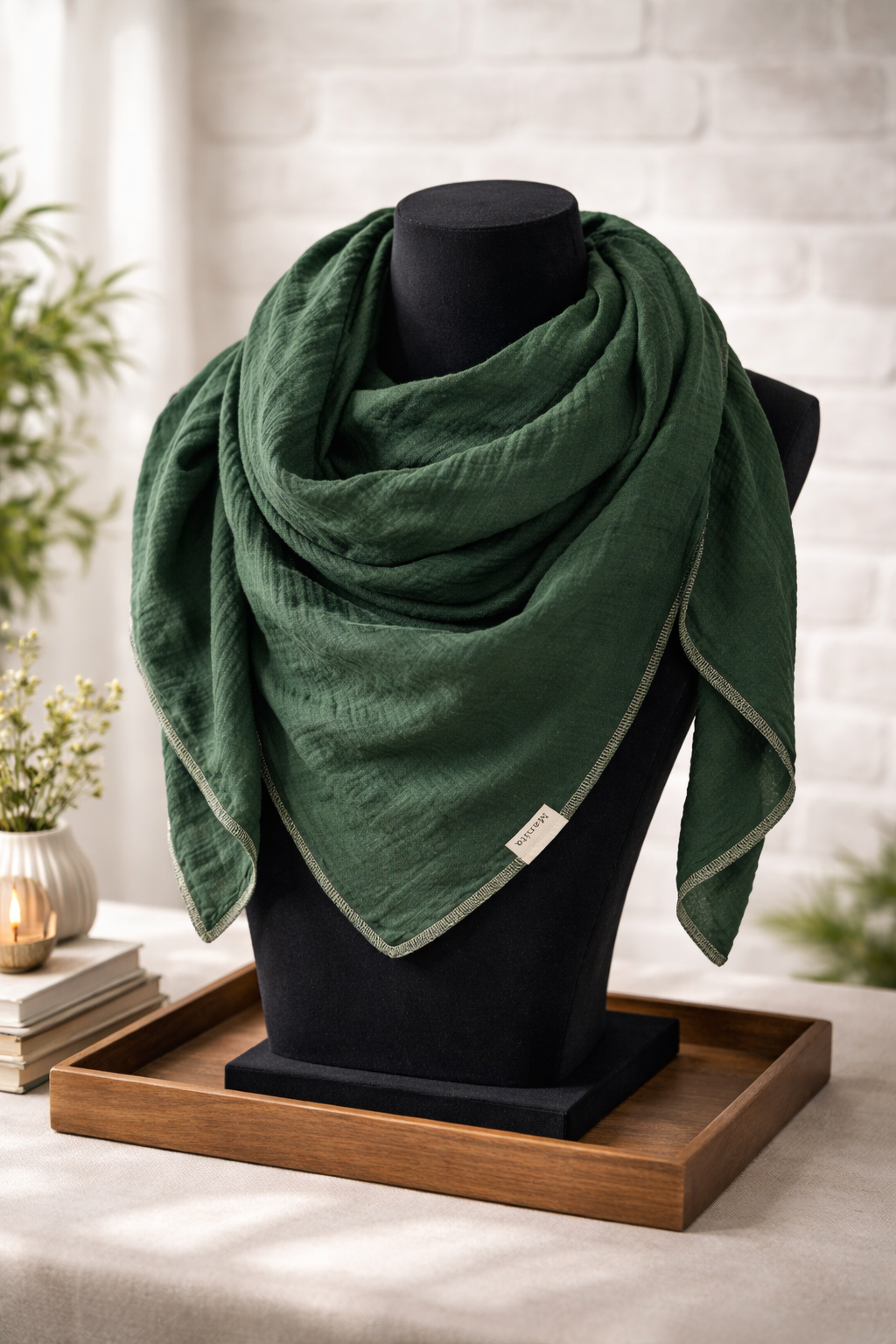 XXL Musselintuch Dreieckstuch aus Musselin Grün