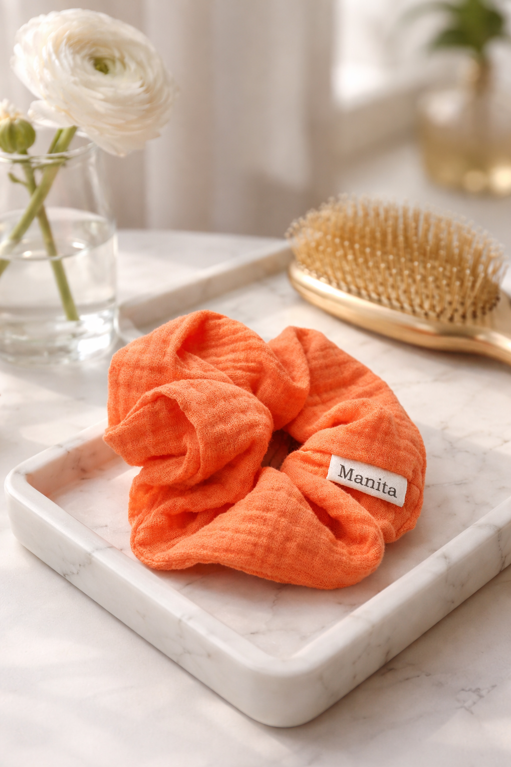Scrunchie aus Musselin für mitteldicke bis dicke Haare orange