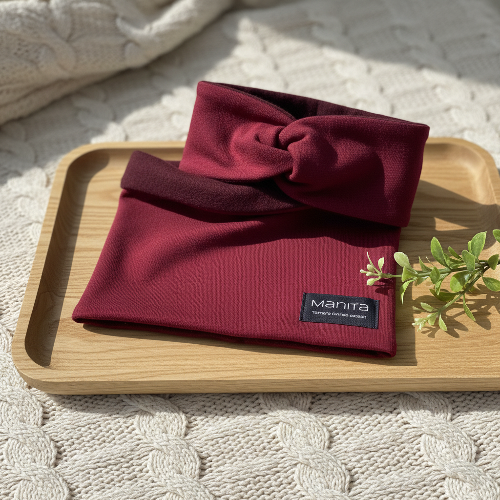 Winterset für Kinder Loopschal und Stirnband Bordeaux