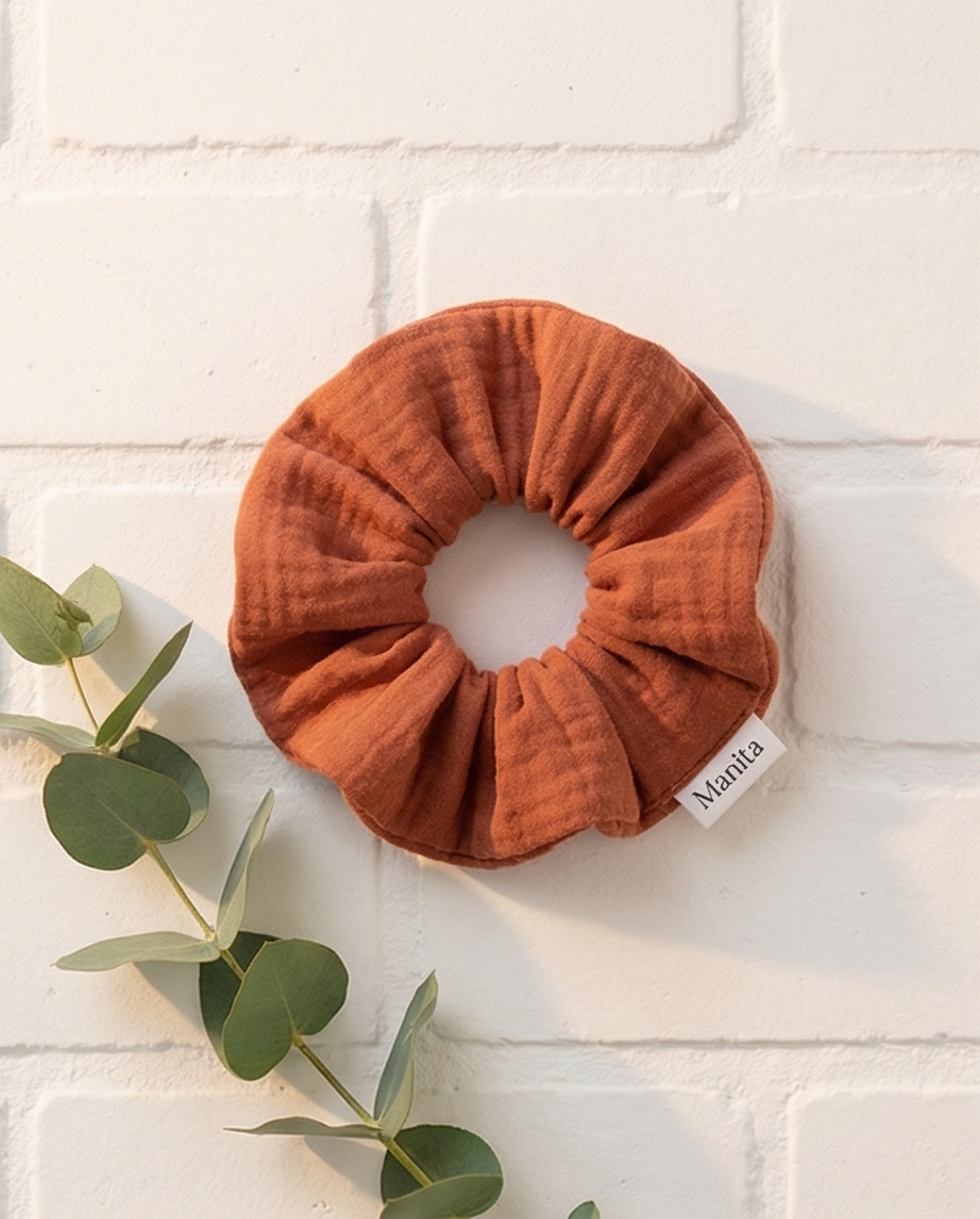 Scrunchie aus Musselin Terrakotta