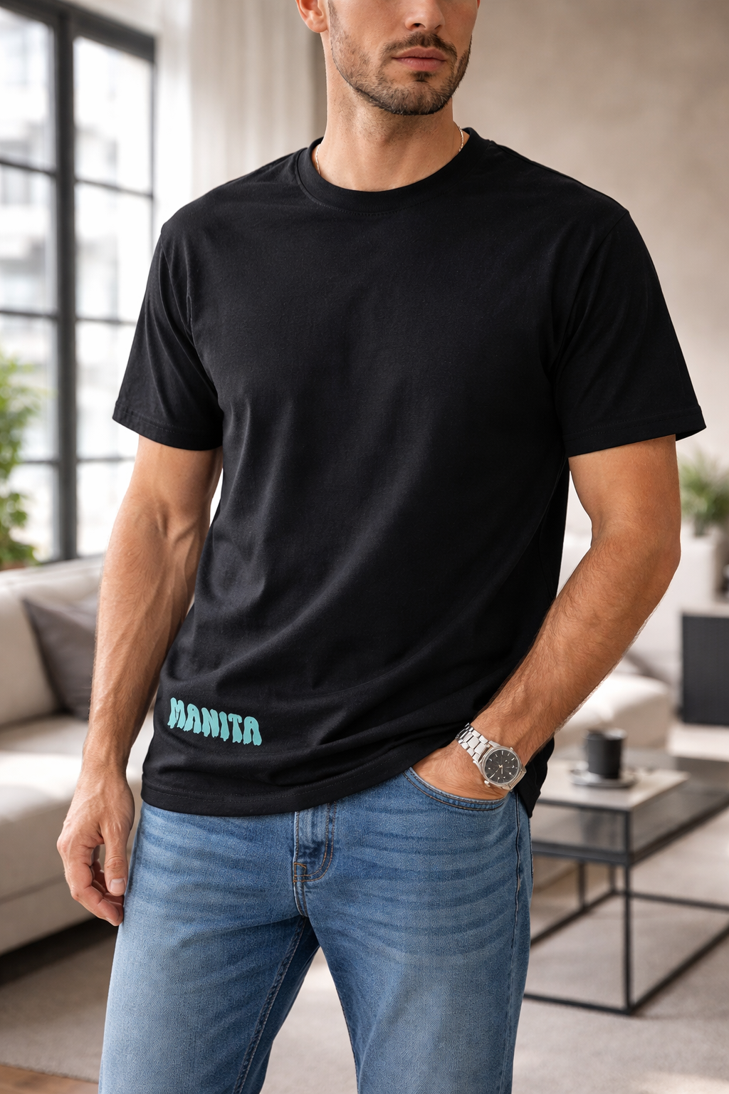 kurzärmeliges Shirt für Männer in schwarz