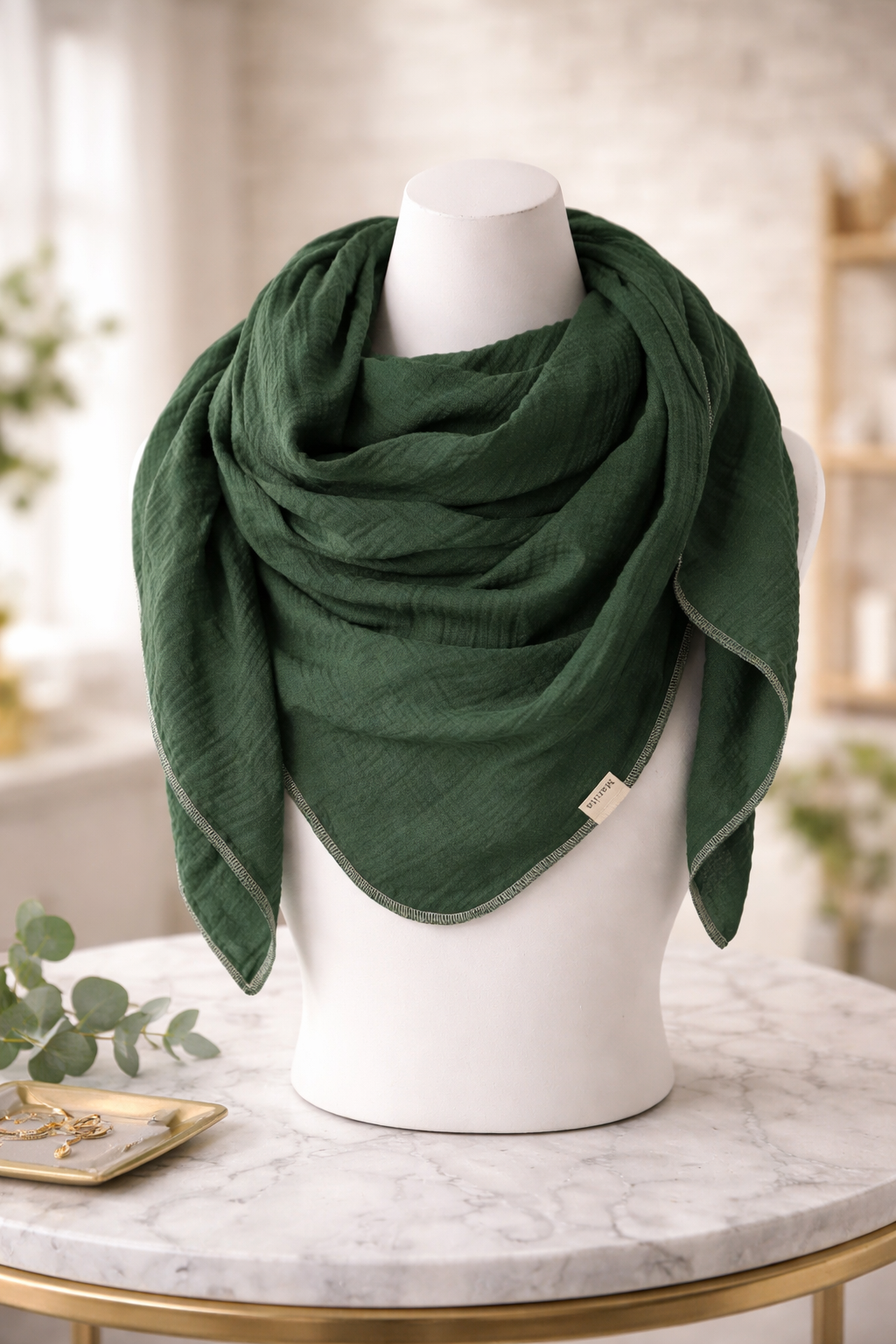 XXL Musselintuch Dreieckstuch aus Musselin Grün