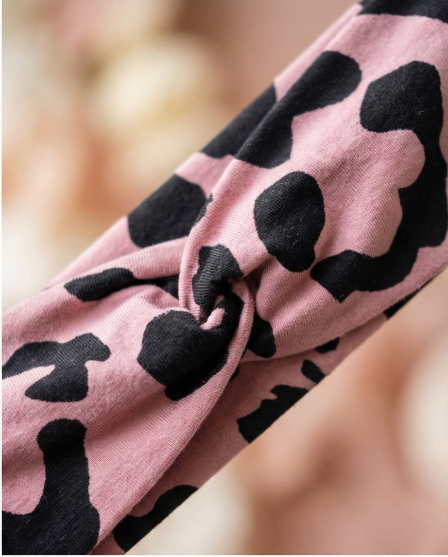 Haarband aus Viskose-Jersey Pink Leo