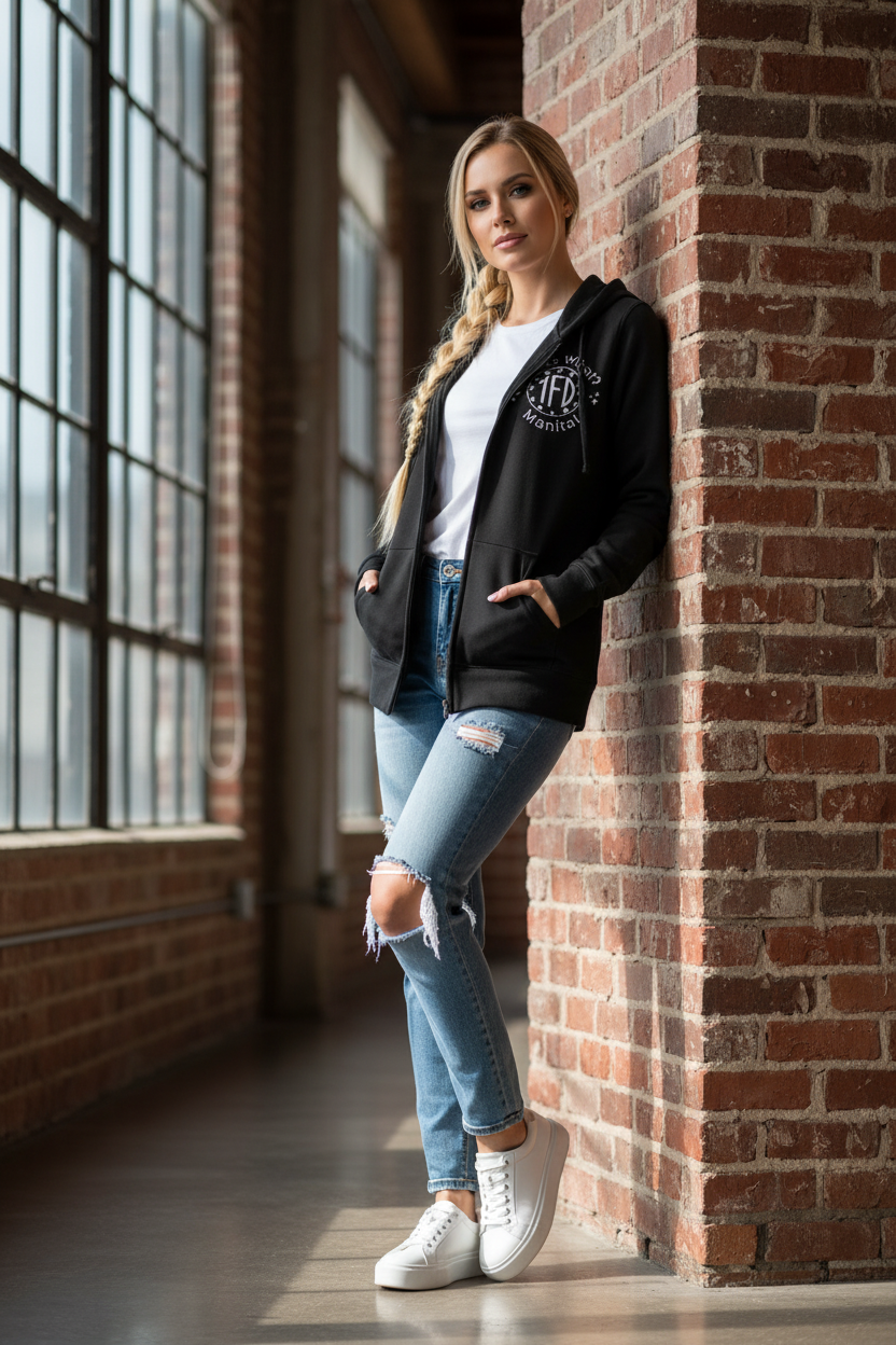 Kapuzenjacke Sweatjacke für Frauen schwarz