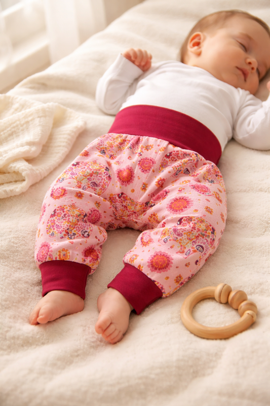 Baby Pumphose mit rosanen Elefanten