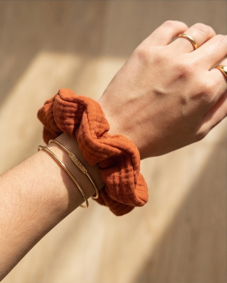 Scrunchie aus Musselin Terrakotta