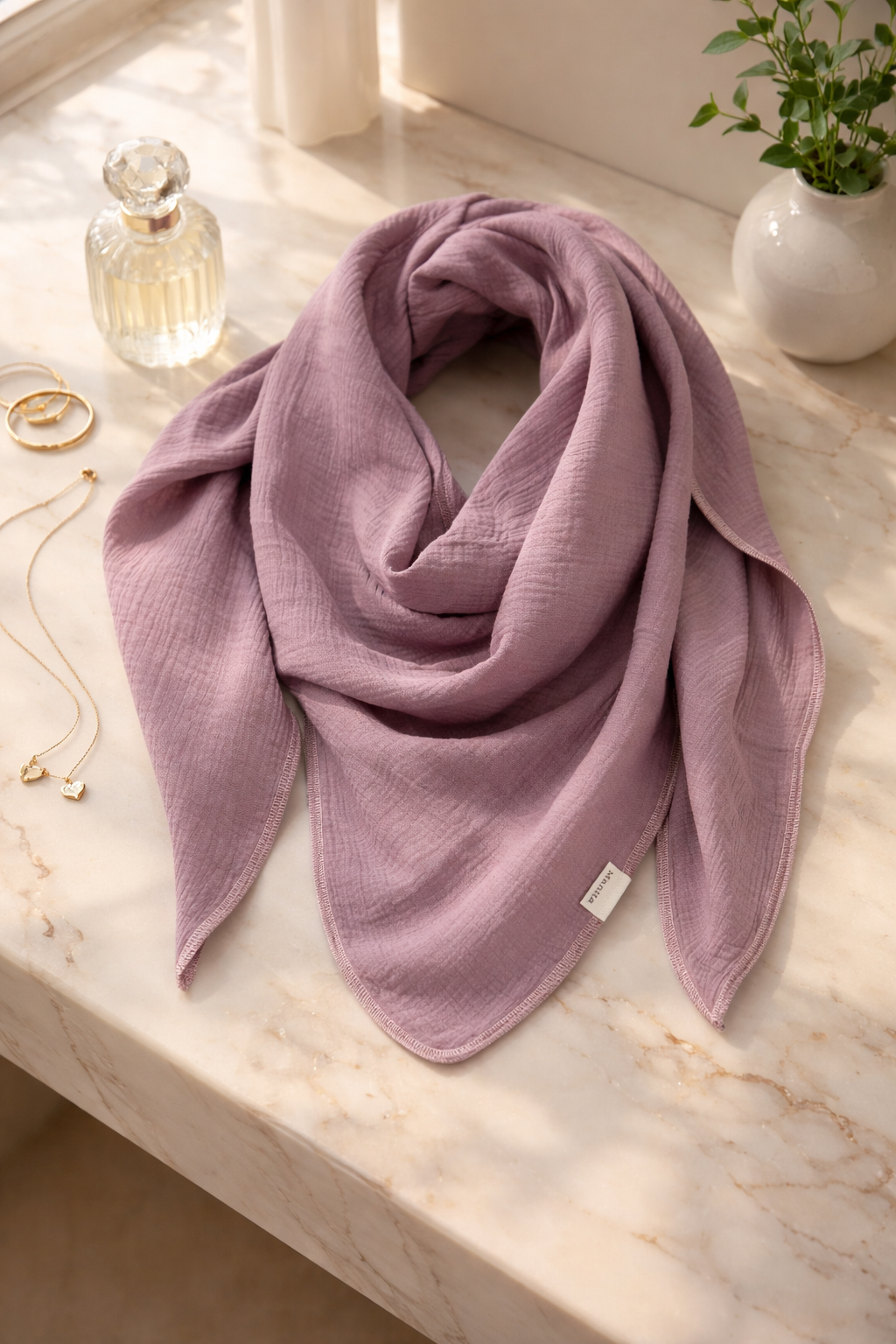 XXL Musselintuch Dreieckstuch aus Musselin Flieder