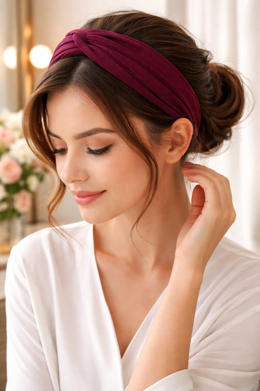 Haarband aus Musselin Bordeaux