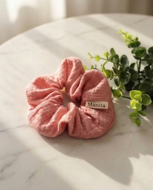Scrunchie aus Musselin Rosa
