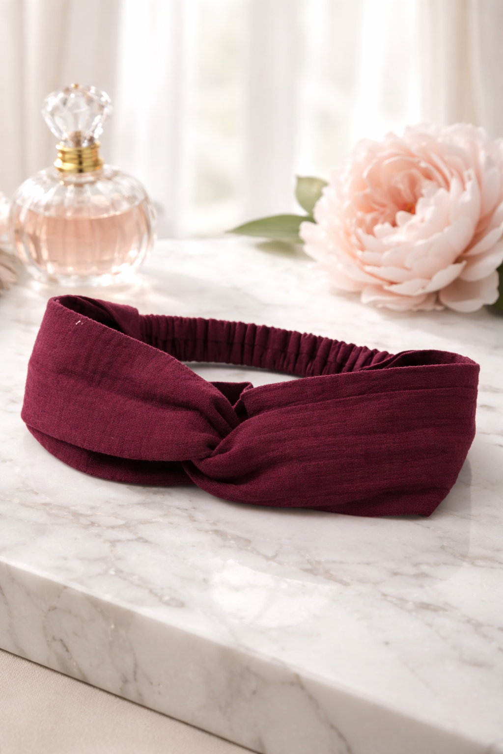 Haarband aus Musselin Bordeaux