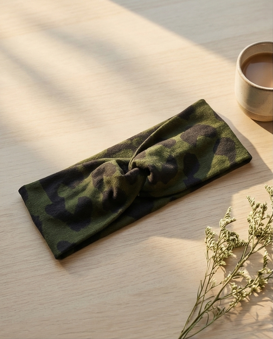 Haarband aus Viskose-Jersey Grün Leo