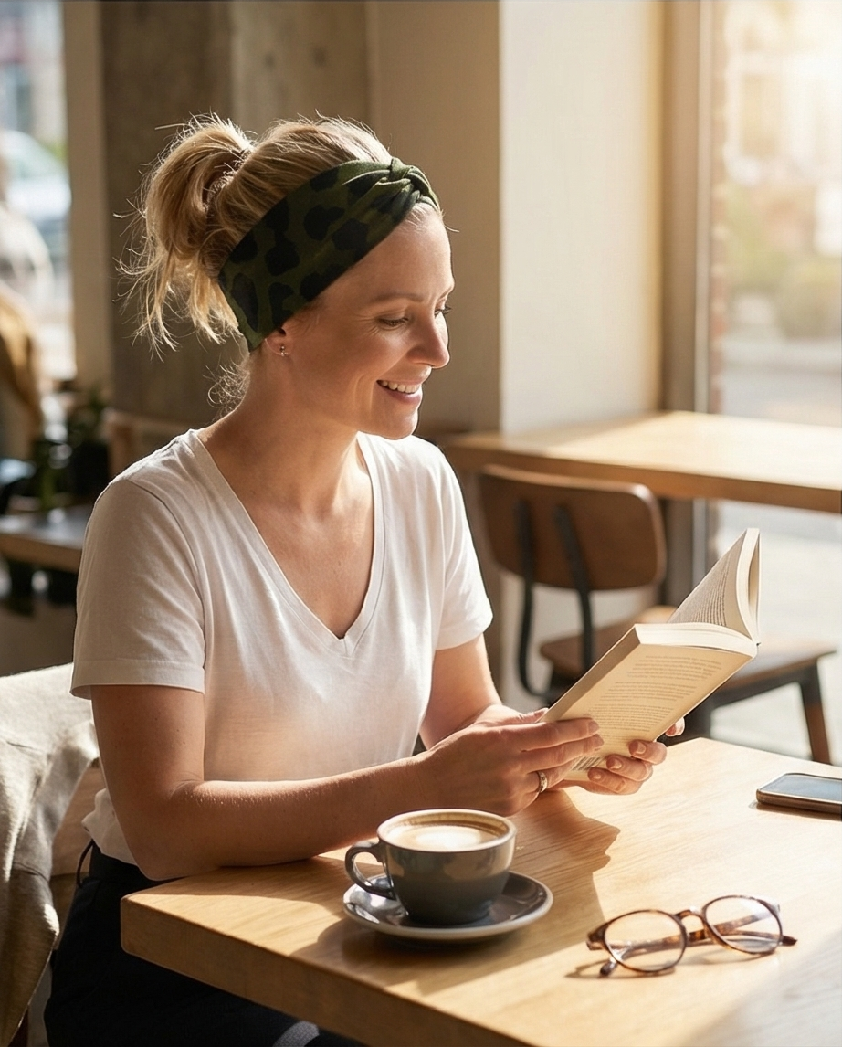 Haarband aus Viskose-Jersey Grün Leo