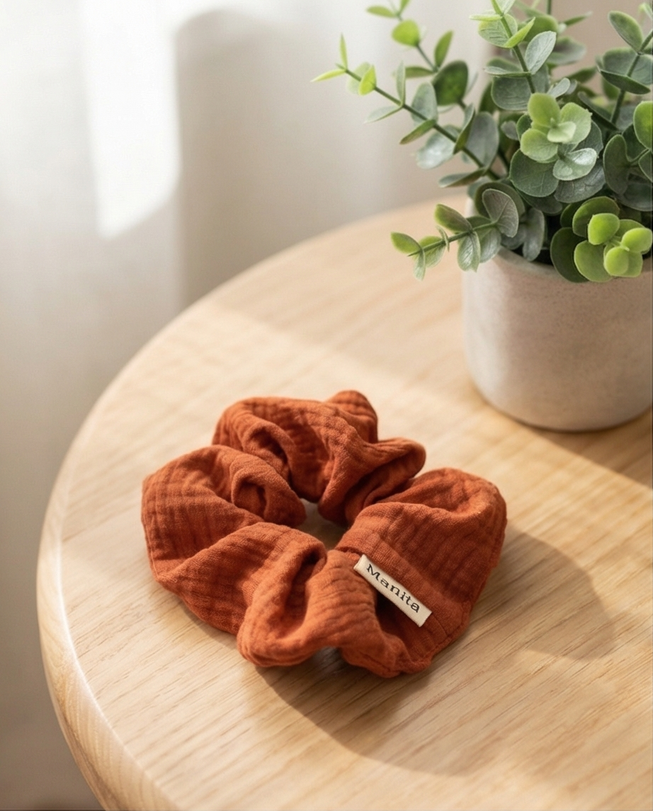 Scrunchie aus Musselin Terrakotta