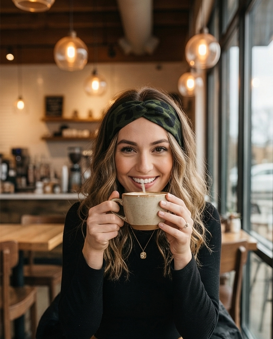 Haarband aus Viskose-Jersey Grün Leo