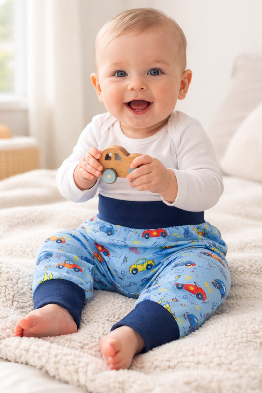 Baby Pumphose blau mit bunten Autos