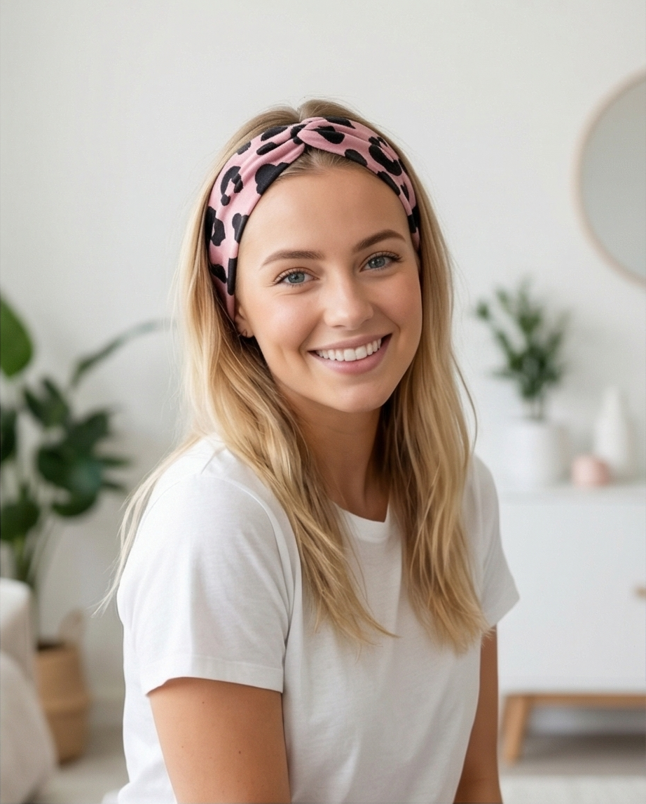 Haarband aus Viskose-Jersey Pink Leo