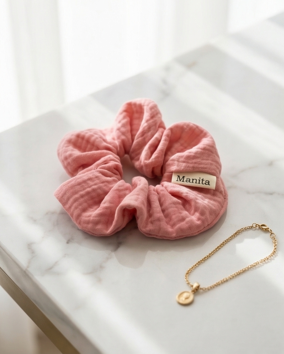 Scrunchie aus Musselin Rosa