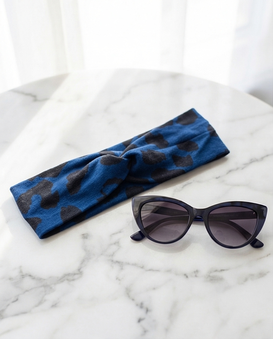 Haarband aus Viskose-Jersey Blau Leo