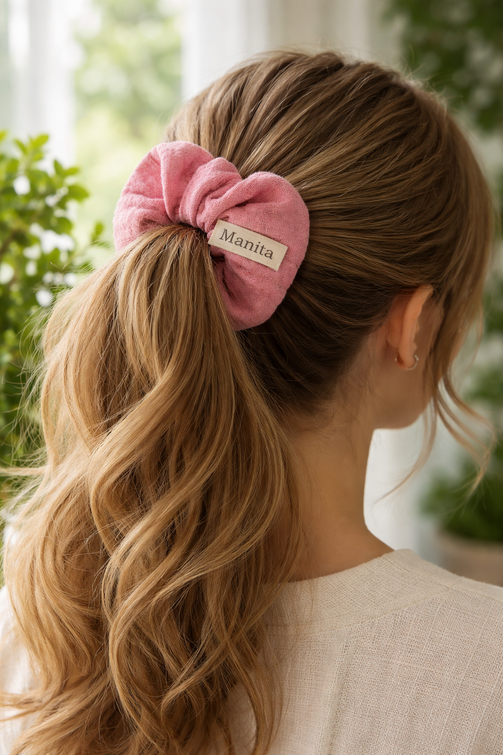Scrunchie aus Musselin für mitteldicke bis dicke Haare Rosa
