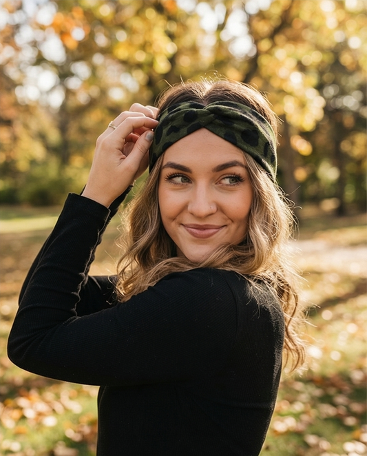 Haarband aus Viskose-Jersey Grün Leo