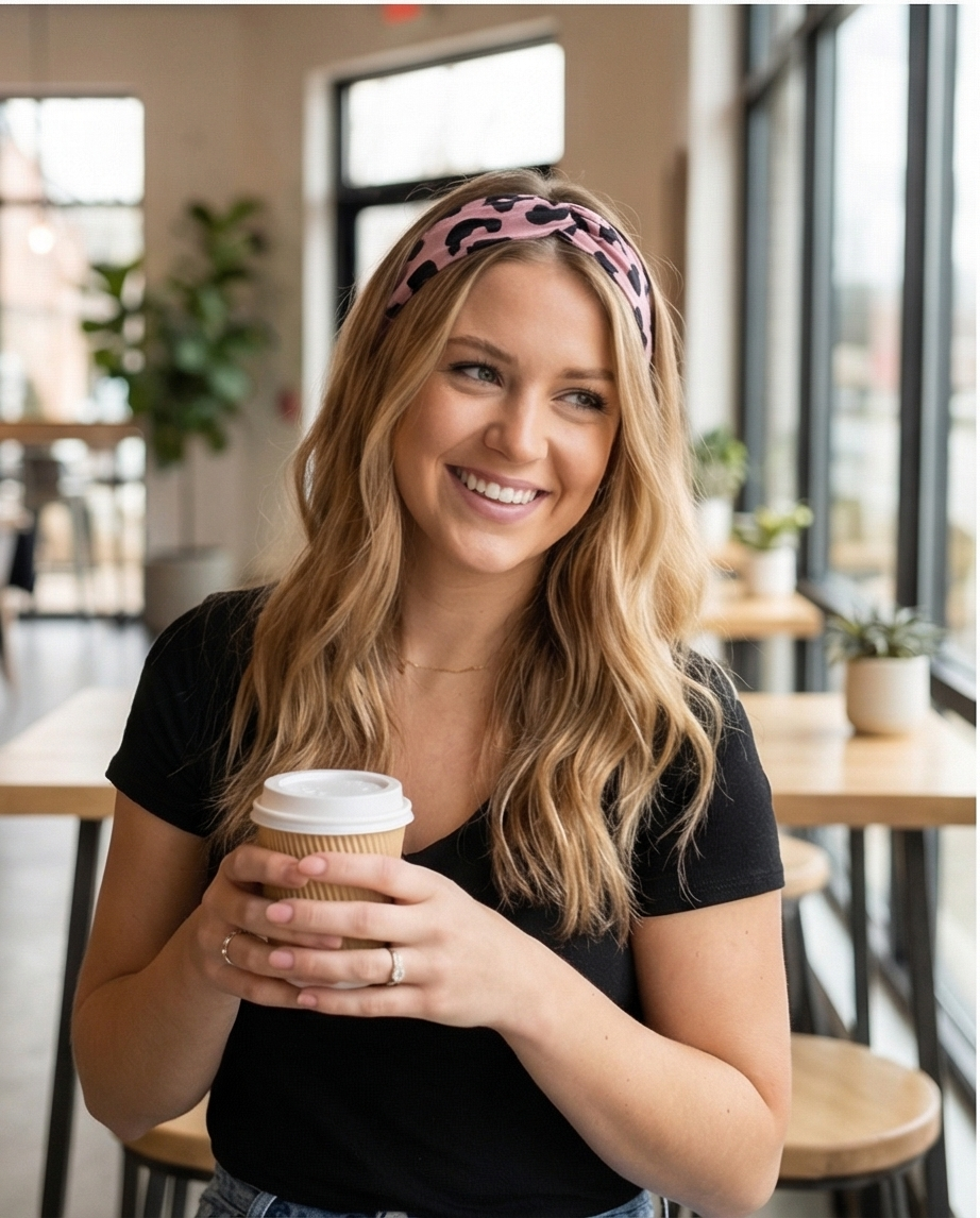 Haarband aus Viskose-Jersey Pink Leo