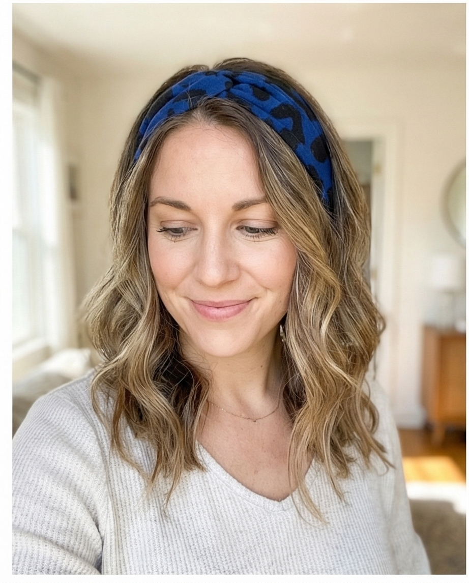 Haarband aus Viskose-Jersey Blau Leo