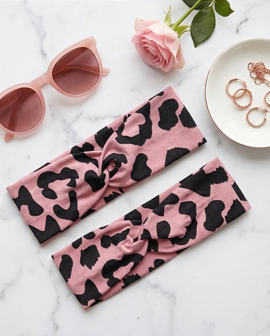 Haarband aus Viskose-Jersey Pink Leo