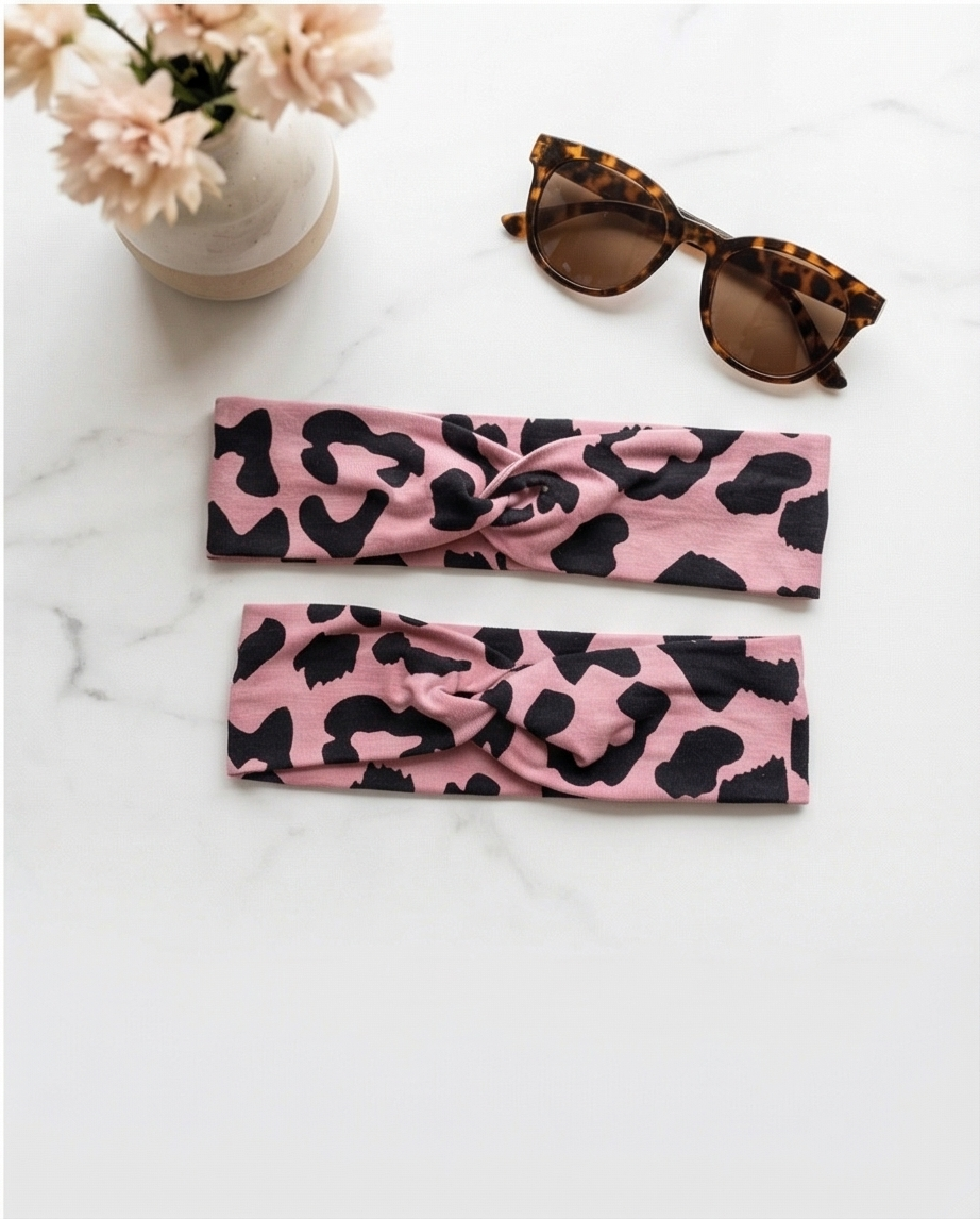 Haarband aus Viskose-Jersey Pink Leo