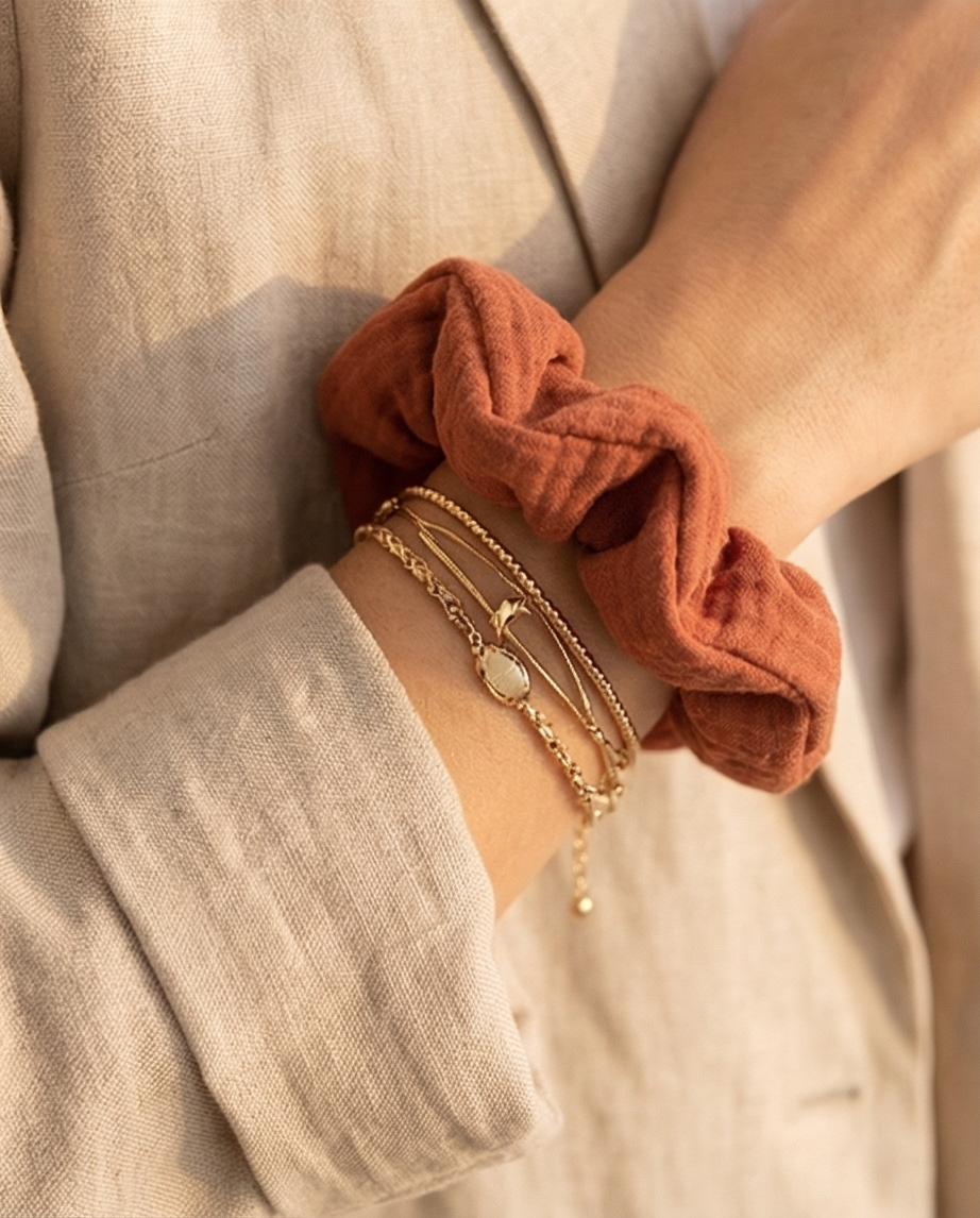 Scrunchie aus Musselin Terrakotta