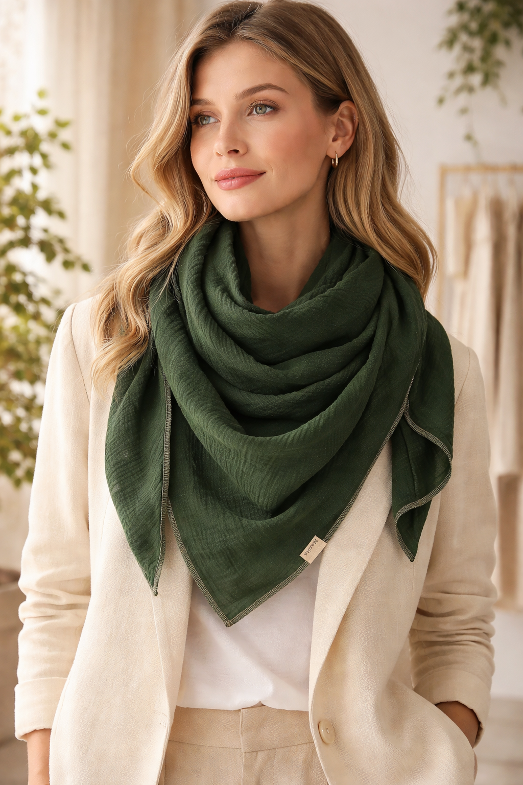 XXL Musselintuch Dreieckstuch aus Musselin Grün