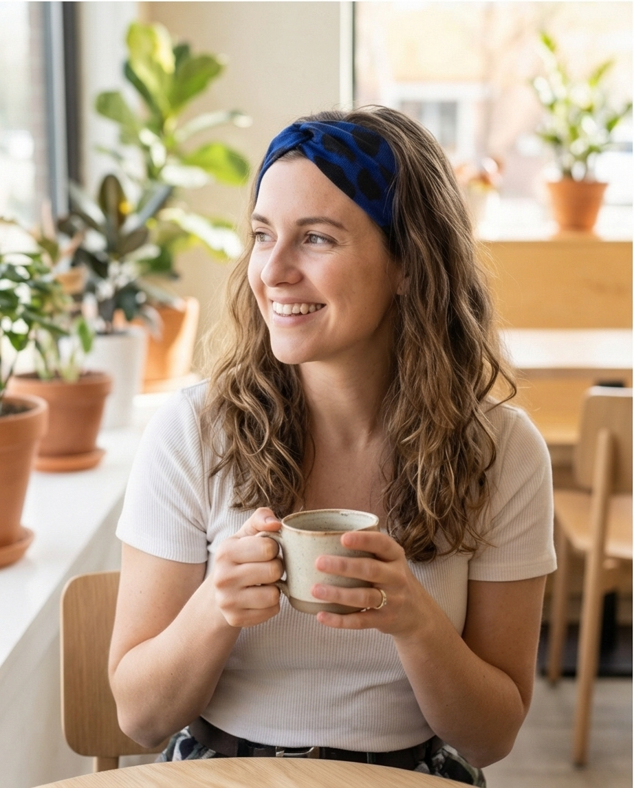 Haarband aus Viskose-Jersey Blau Leo