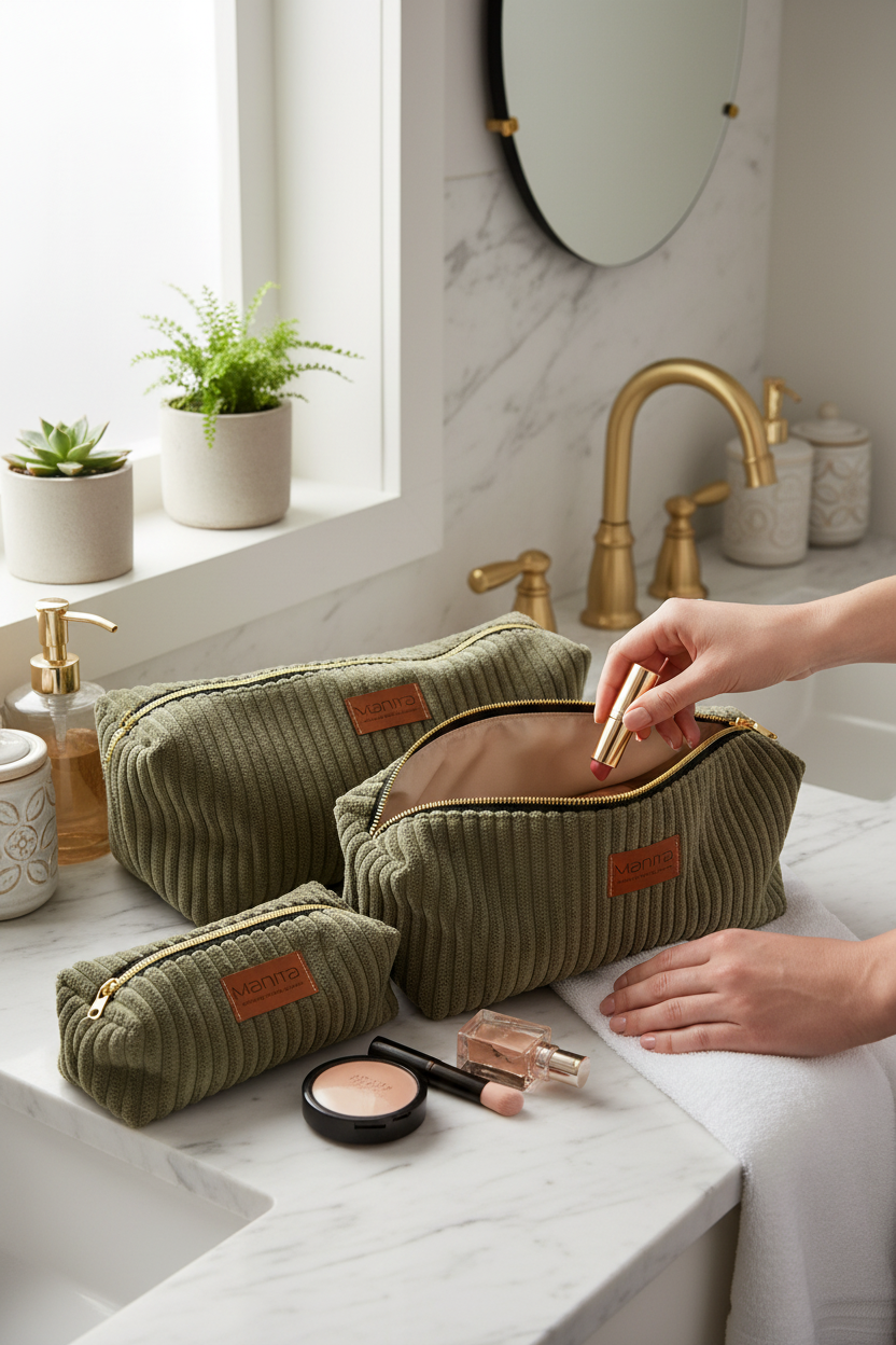 Kosmetiktasche grün Mäppchen kleine Tasche in 3 unterschiedlichen Größen