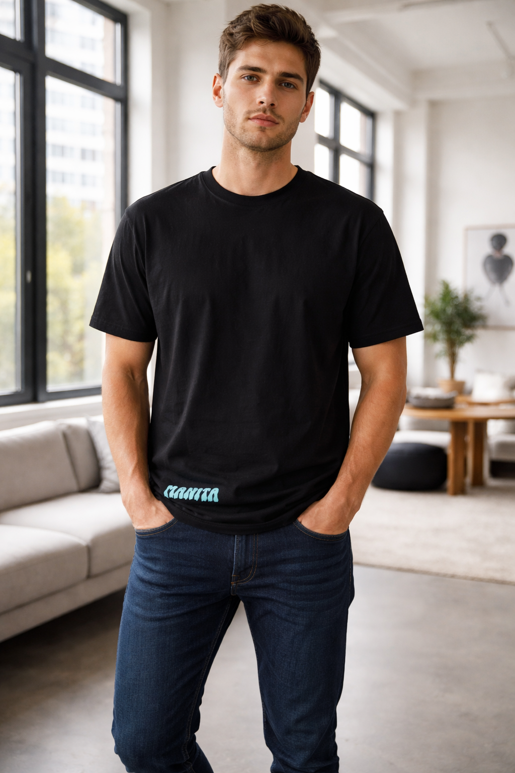 kurzärmeliges Shirt für Männer in schwarz